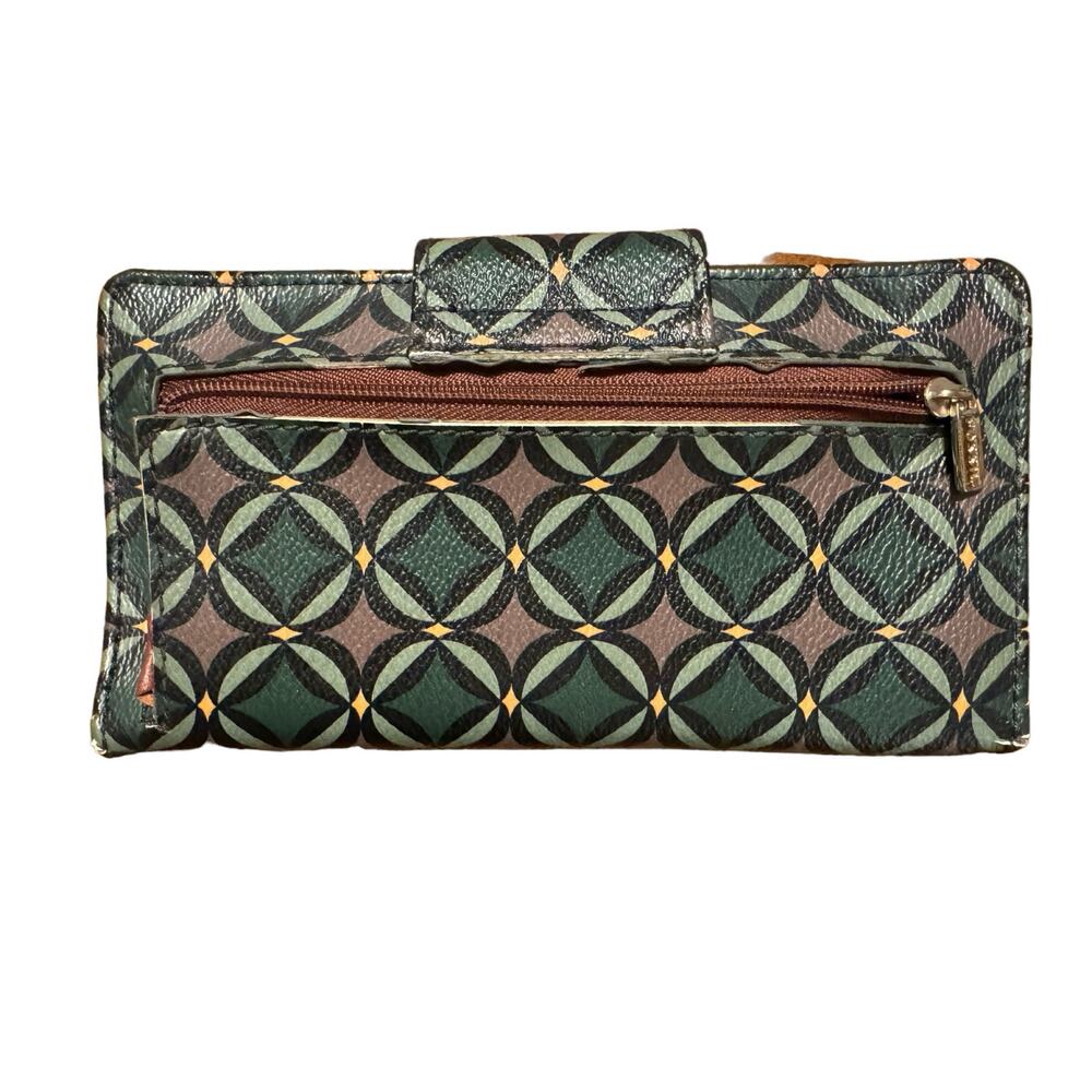 Fossil Long Wallet Patterned Green Snap Closure C… - image 6